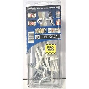 Cobra FlipToggle 1/4" x 2‑1/2" Hollow Wall Anchors w/ Bolts 10 Pack Heavy Duty